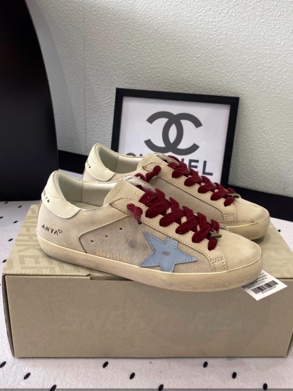 Golden Goose White Sneakers with brass star Detail